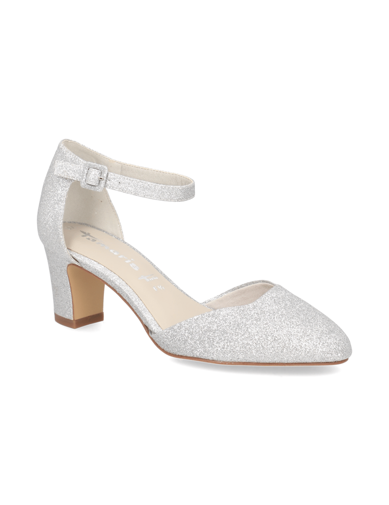 TAMARIS-Textil-Pumps-silber