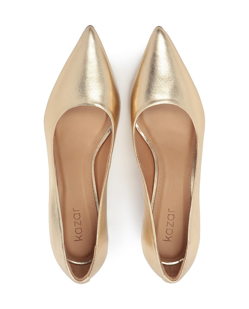 Kazar-Klassische-goldene-Pumps-mit-niedrigem-Absatz-gold