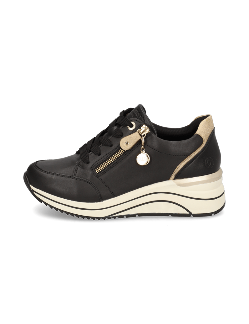 Remonte-Lederkombination-Sneaker-schwarz