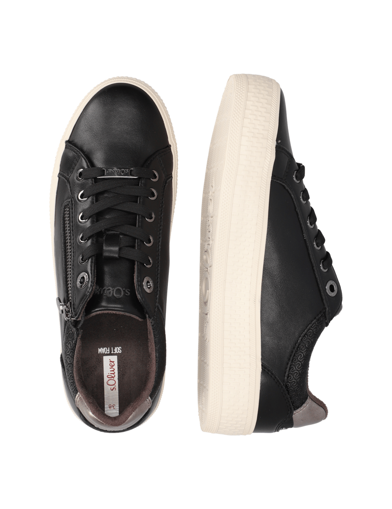 S.Oliver-Lederimitat-Sneaker-schwarz