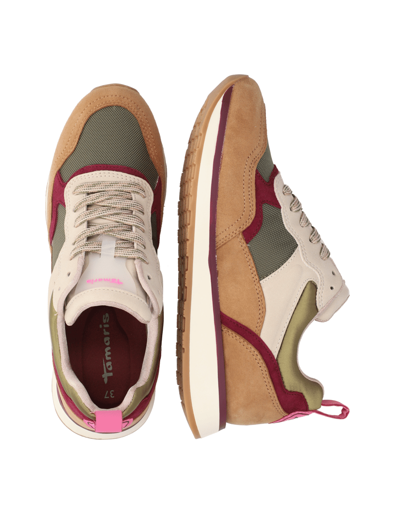 TAMARIS-Lederkombination-Sneaker-cognac