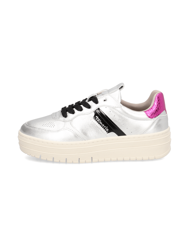 TAMARIS-Glattleder-Sneaker-silber