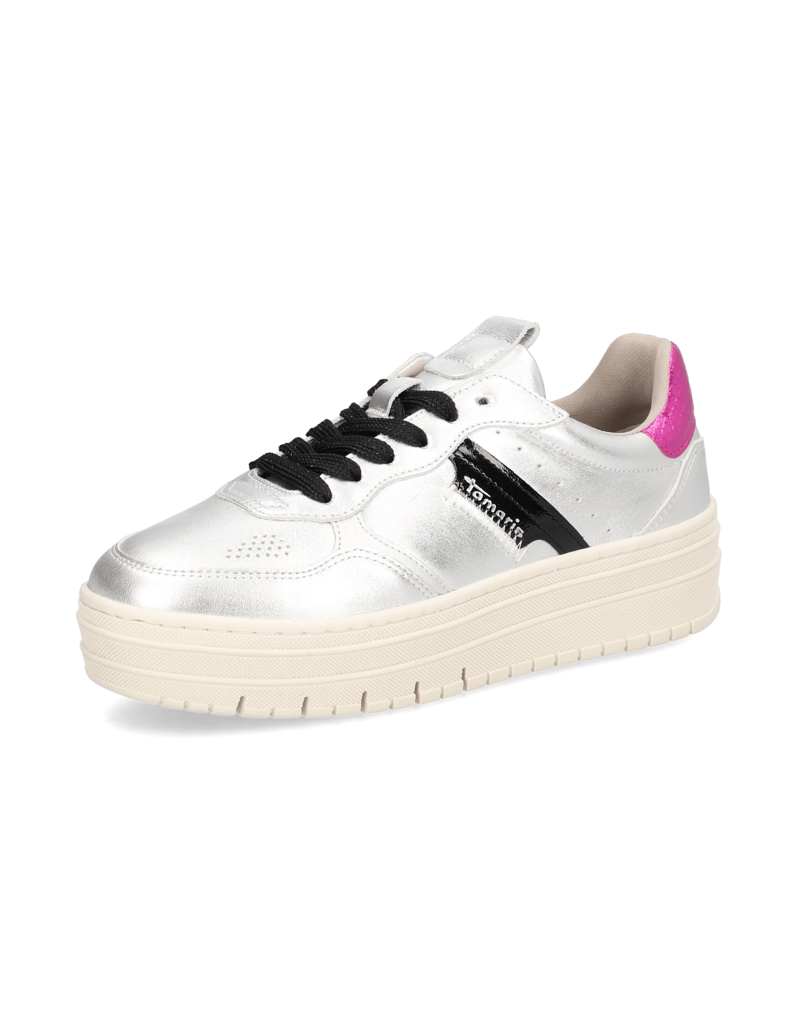 TAMARIS-Glattleder-Sneaker-silber