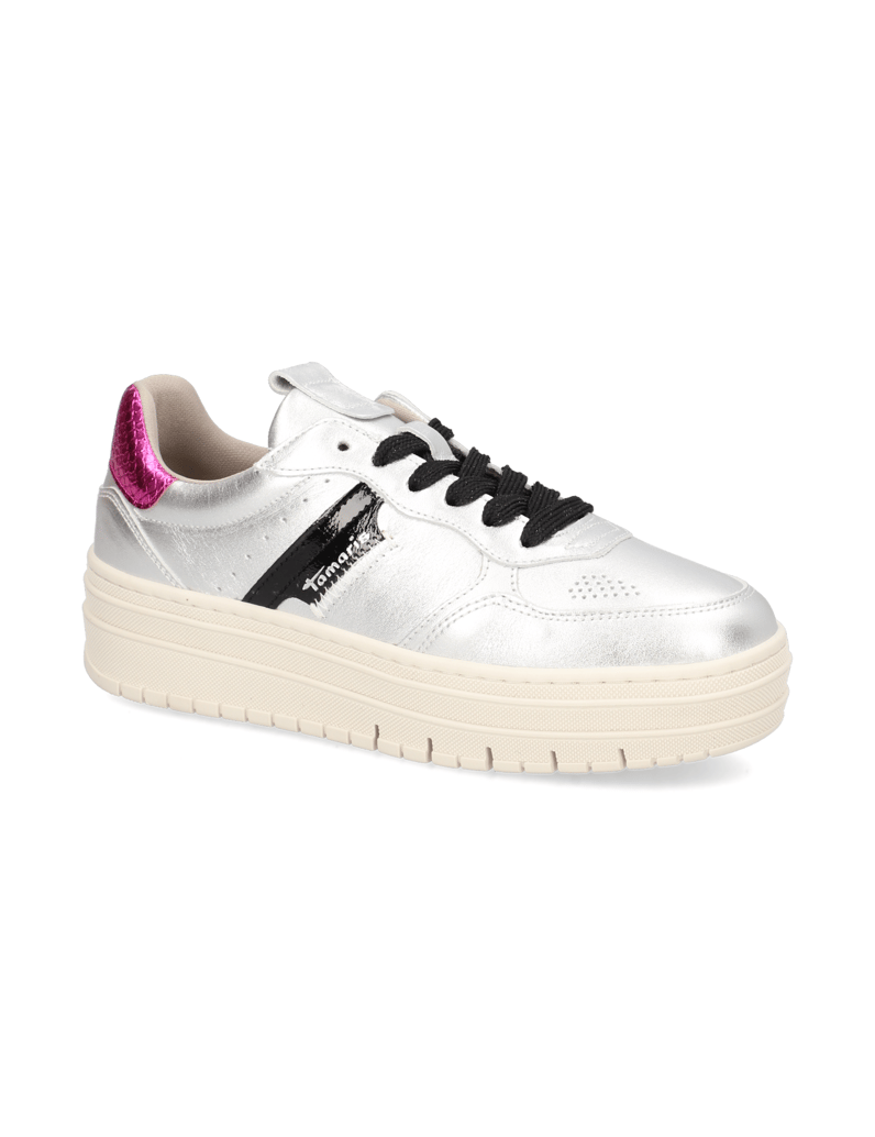 TAMARIS-Glattleder-Sneaker-silber