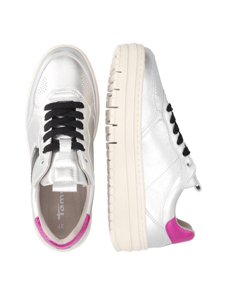 TAMARIS-Glattleder-Sneaker-silber
