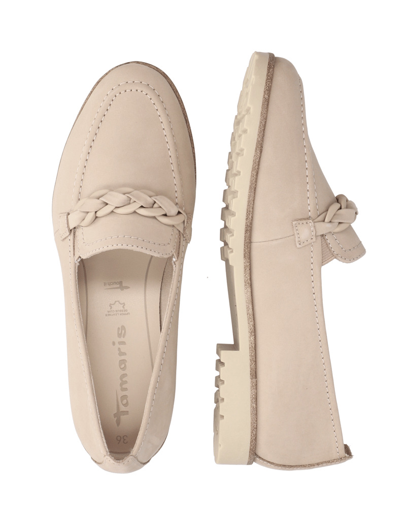 TAMARIS-Nubukleder-Slipper-sportiv-beige