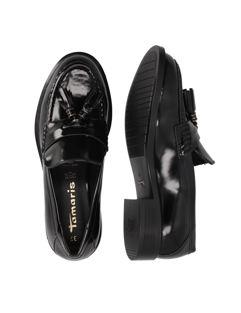 TAMARIS-Lederimitat-Slipper-schwarz