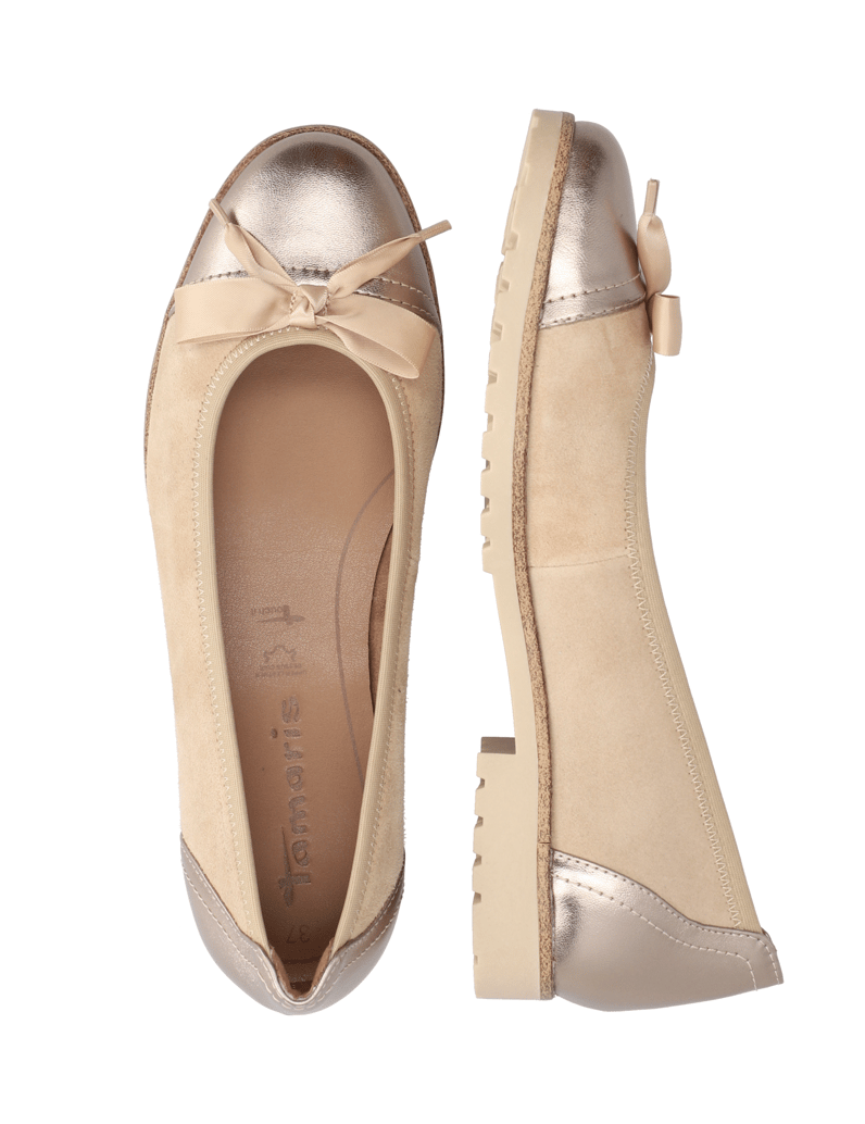 TAMARIS-Veloursleder-Ballerina-beige