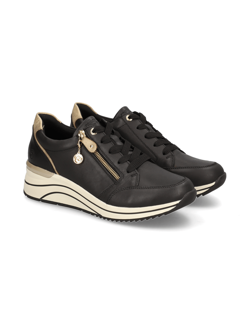 Remonte-Lederkombination-Sneaker-schwarz