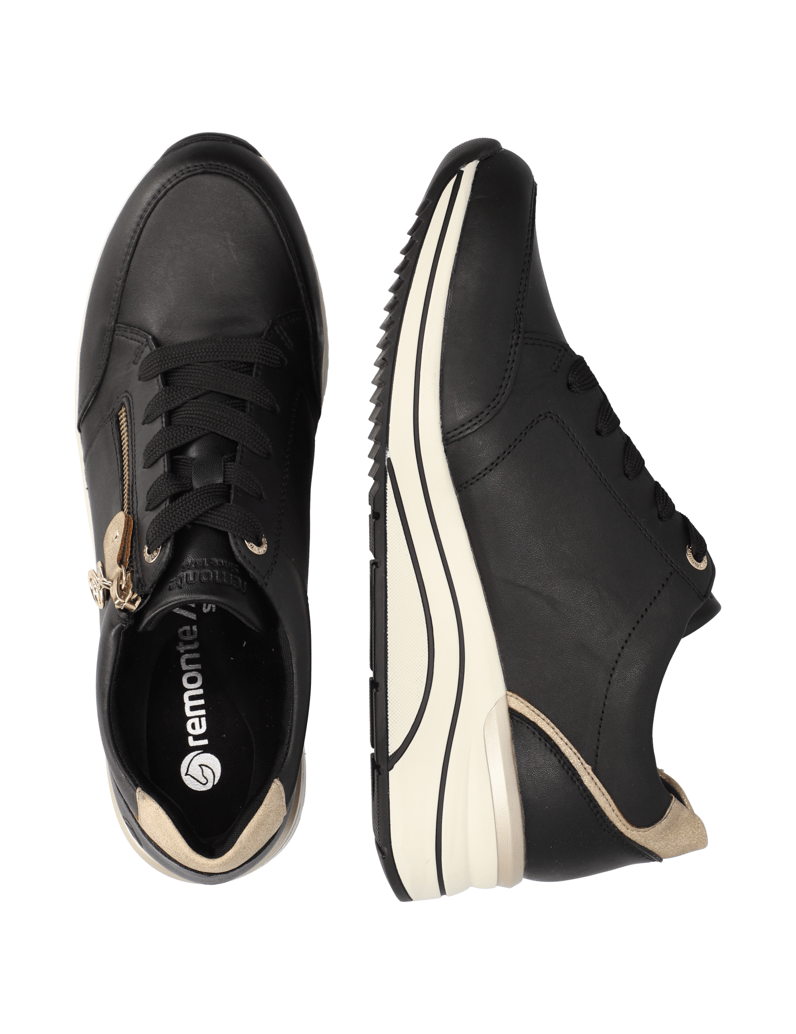 Remonte-Lederkombination-Sneaker-schwarz