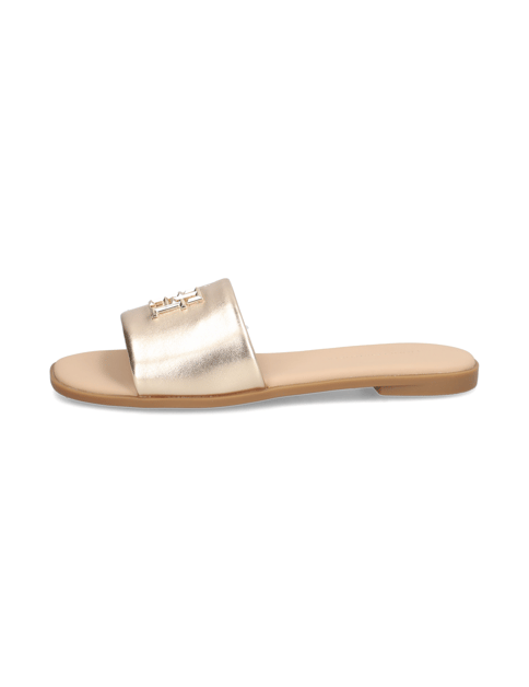 TH LOGO HW METALLIC LEATHER MULE