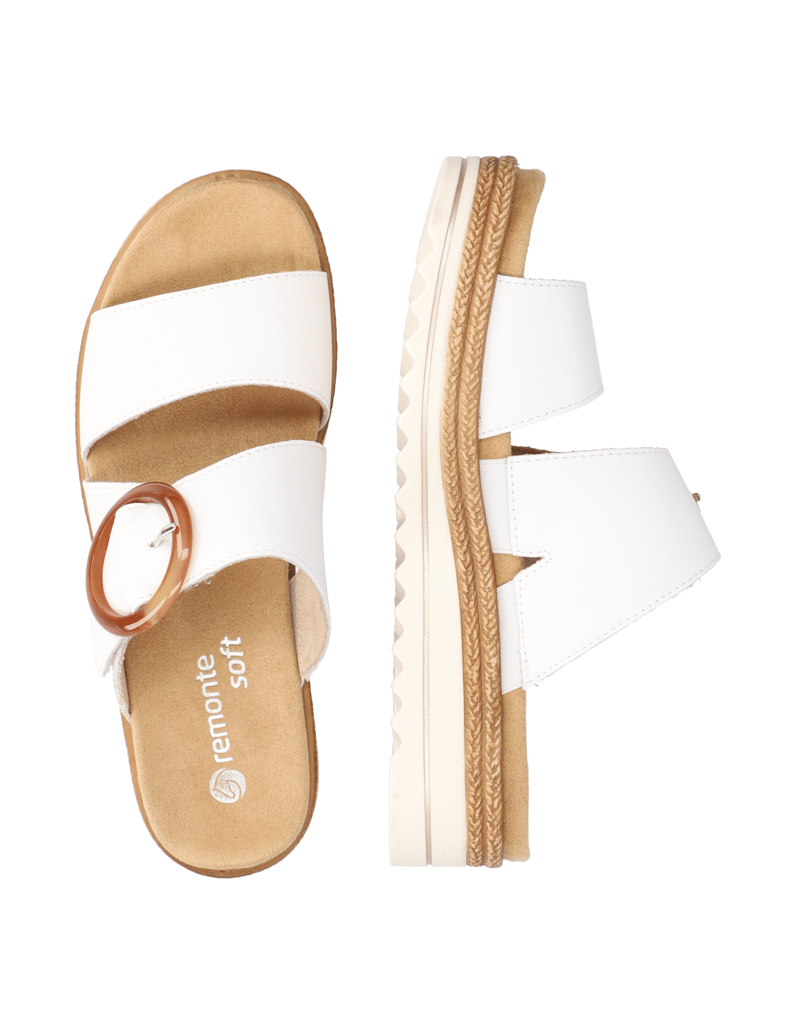 Remonte-Glattleder-Pantoffel-weiss