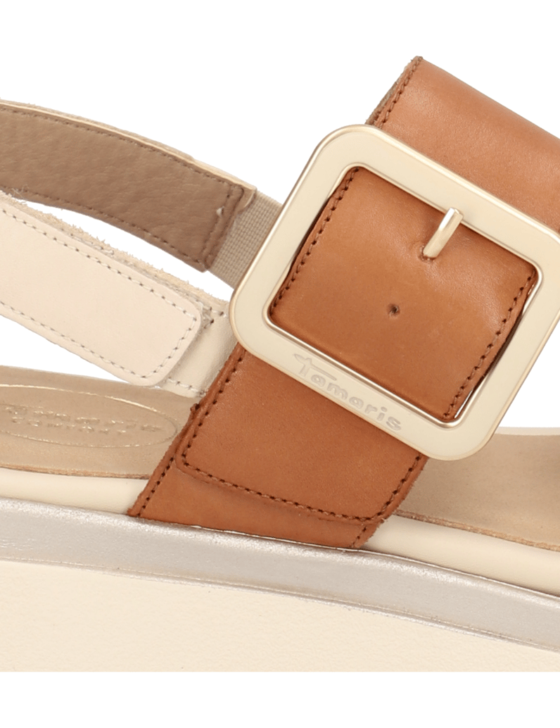 TAMARIS-Comfort-Glattleder-Keilsandale-beige