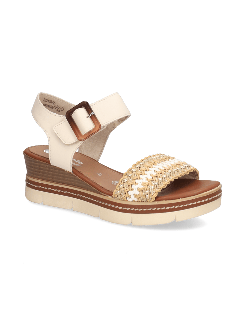 Remonte-Lederkombination-Keilsandale-beige