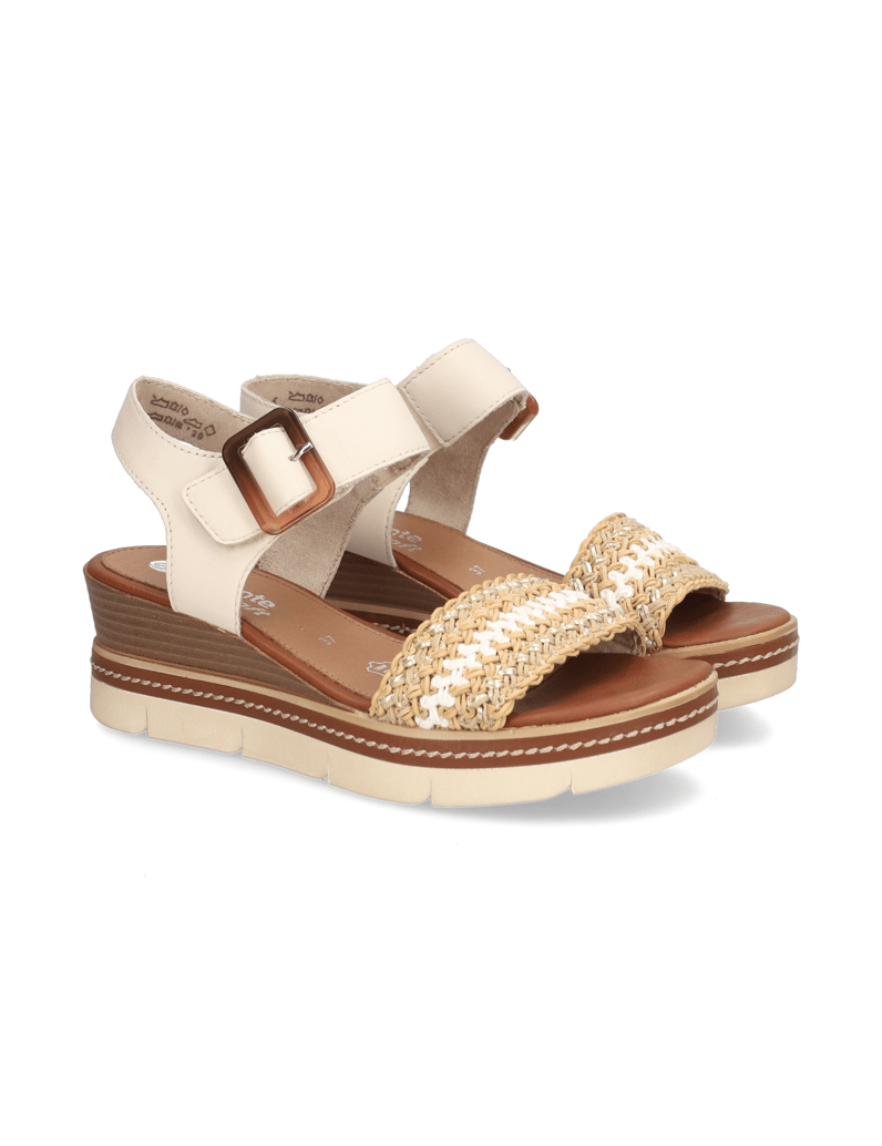 Remonte-Lederkombination-Keilsandale-beige