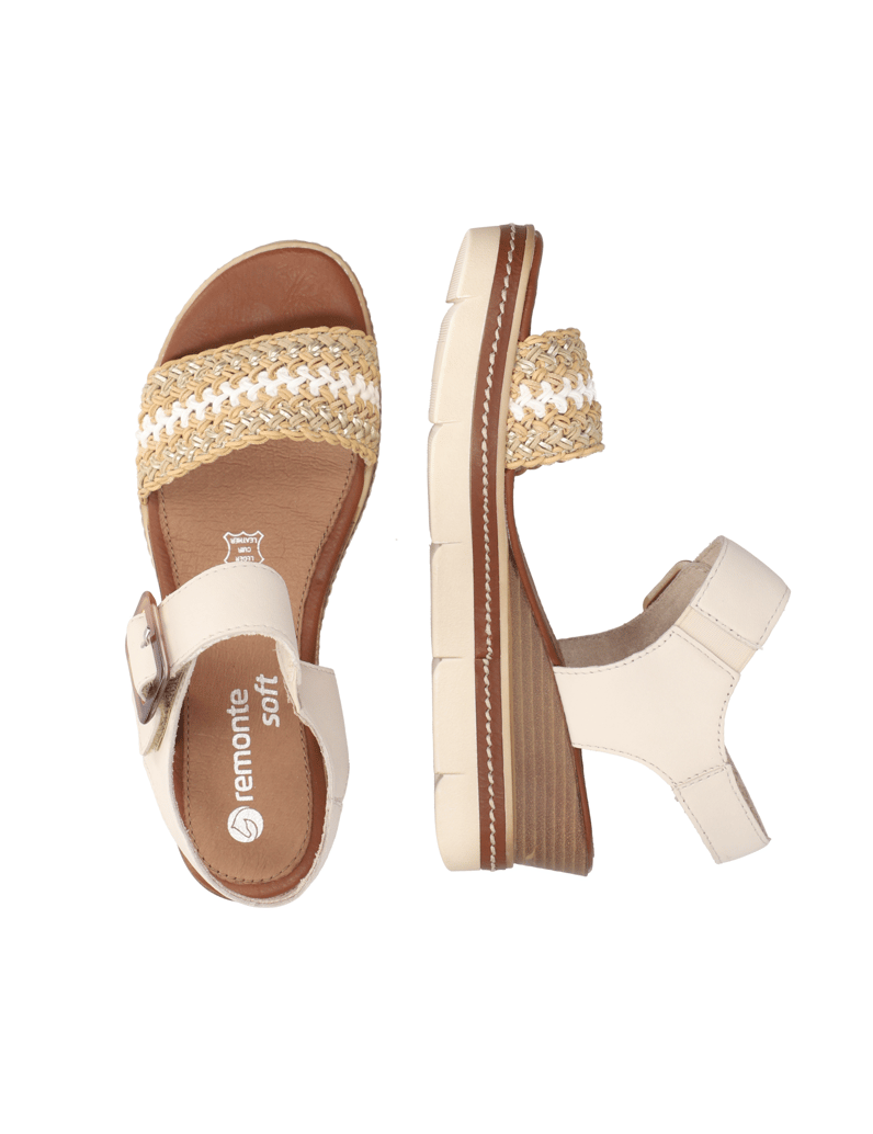 Remonte-Lederkombination-Keilsandale-beige