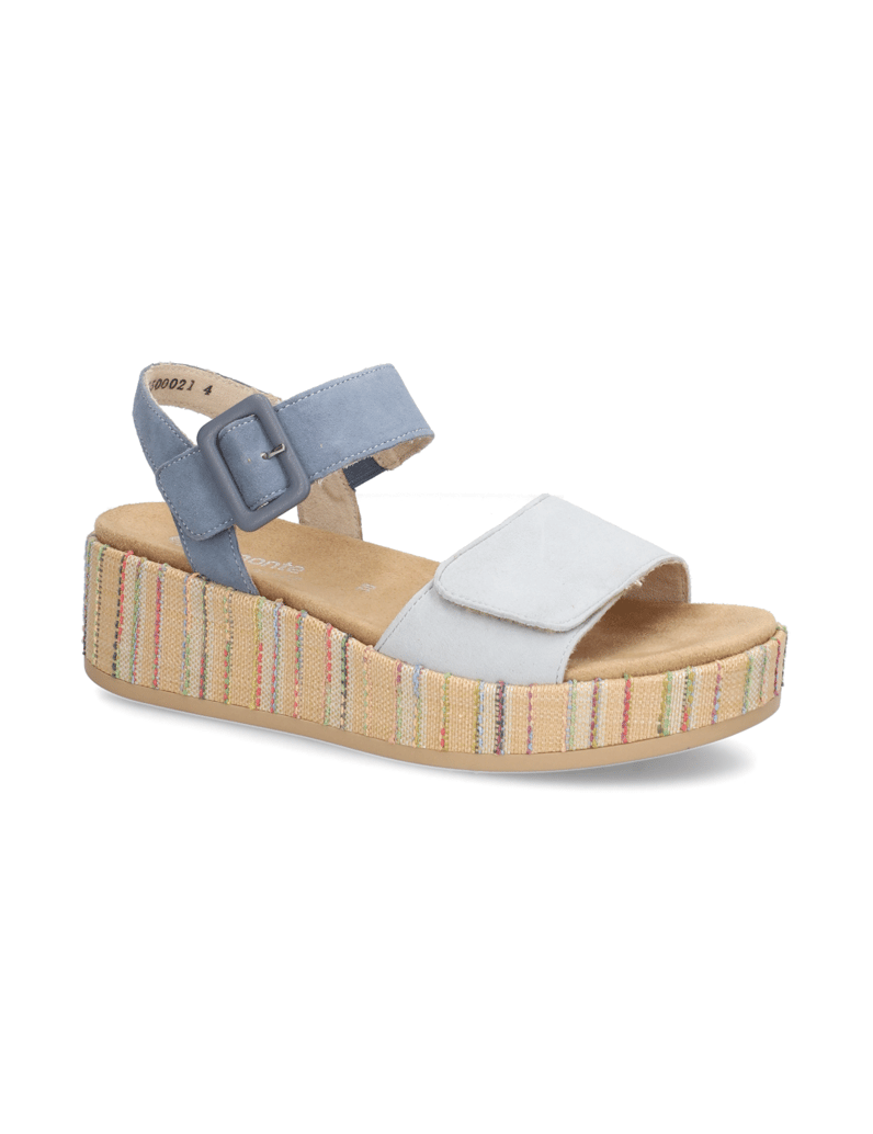 Remonte-Veloursleder-Keilsandale-blau
