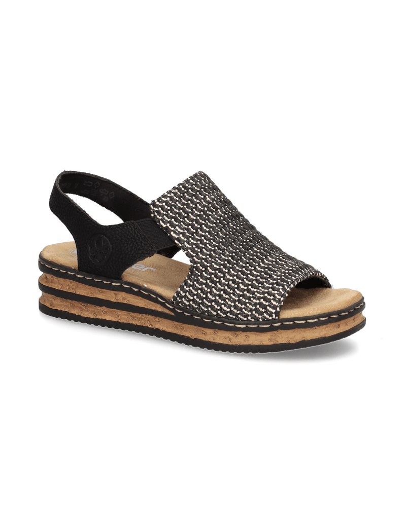 Rieker-Textil-Sandale-schwarz