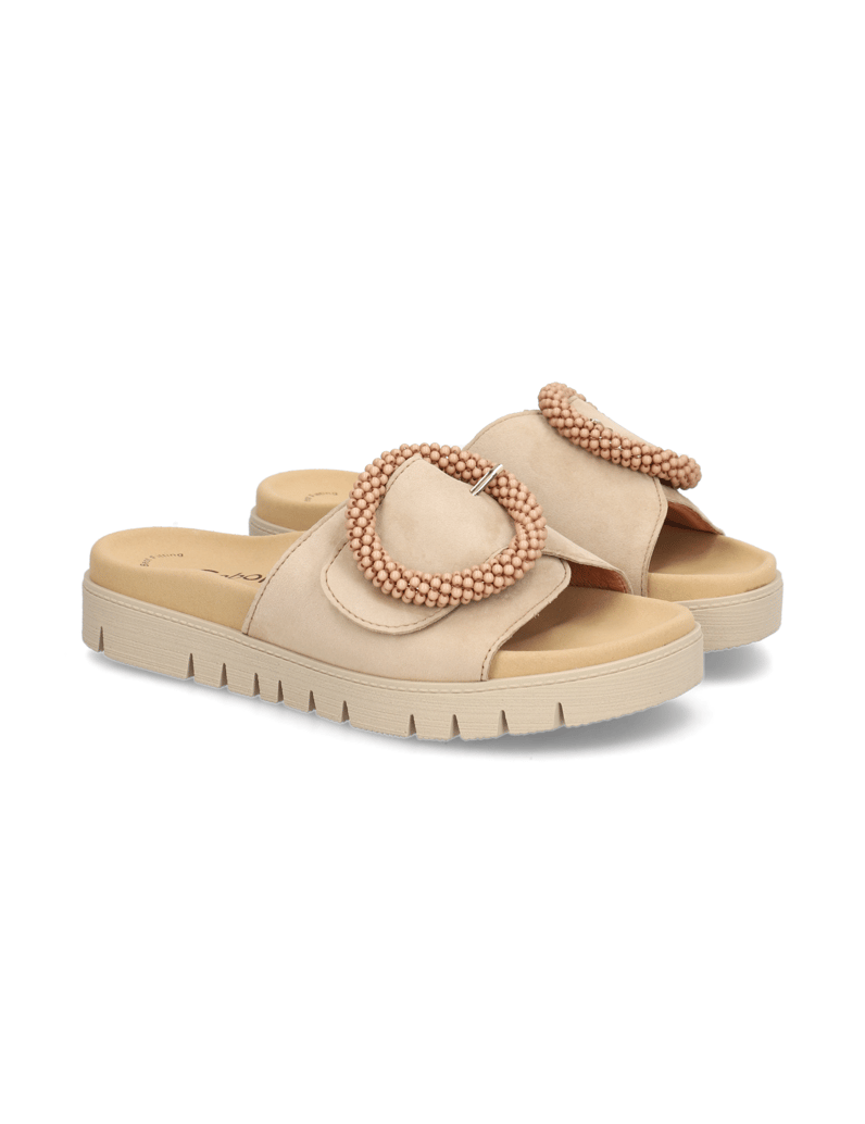 Gabor-Veloursleder-Pantoffel-beige