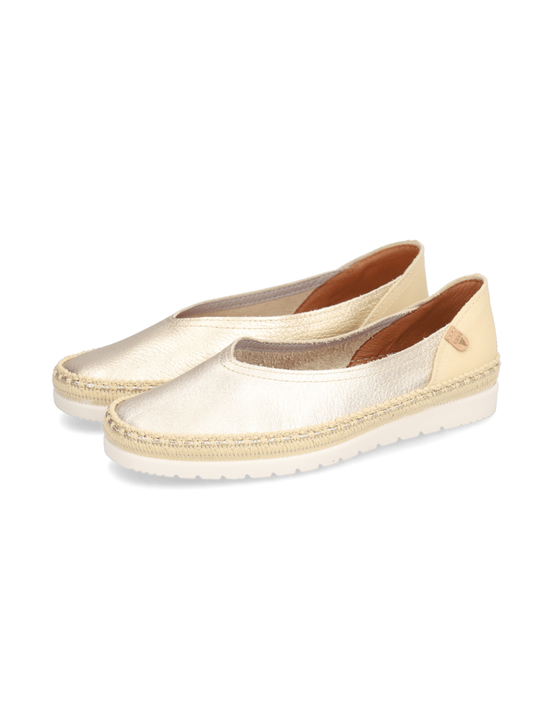Verbenas-Glattleder-Slipper-sportiv-gold