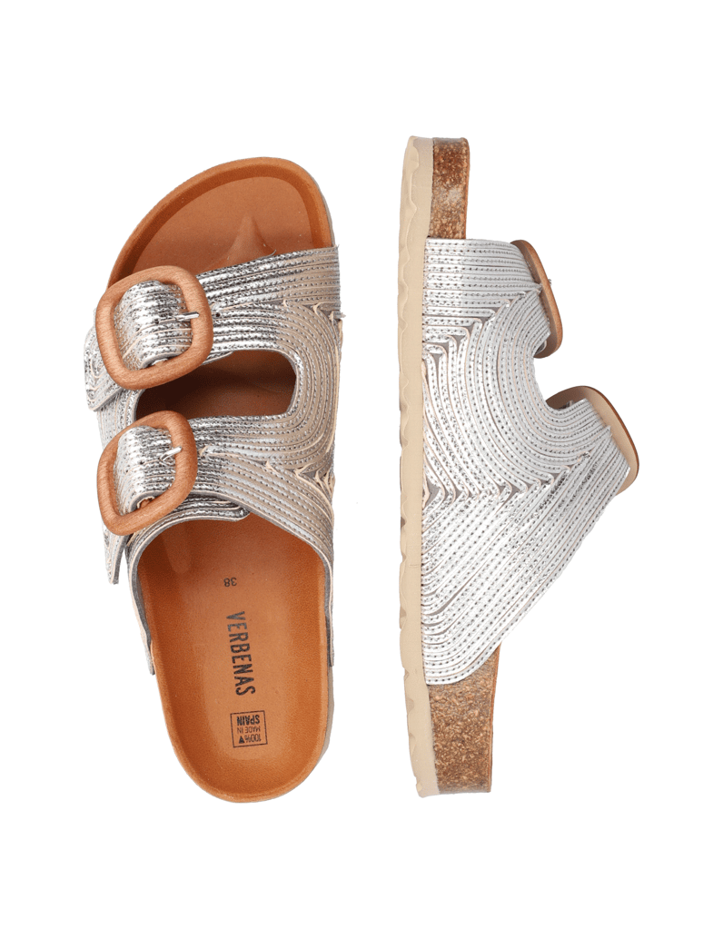 Verbenas-Textil-Pantoffel-silber