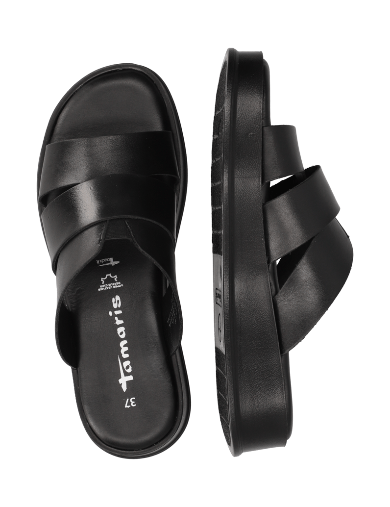 TAMARIS-Glattleder-Pantoffel-schwarz