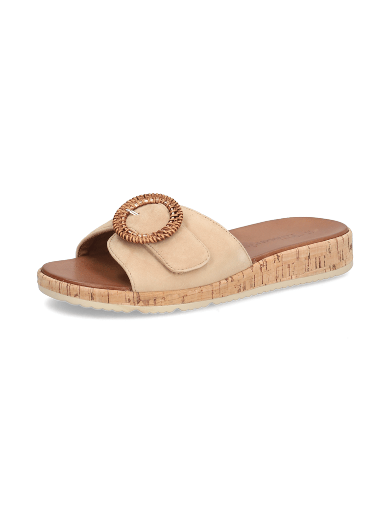 TAMARIS-Veloursleder-Pantoffel-beige