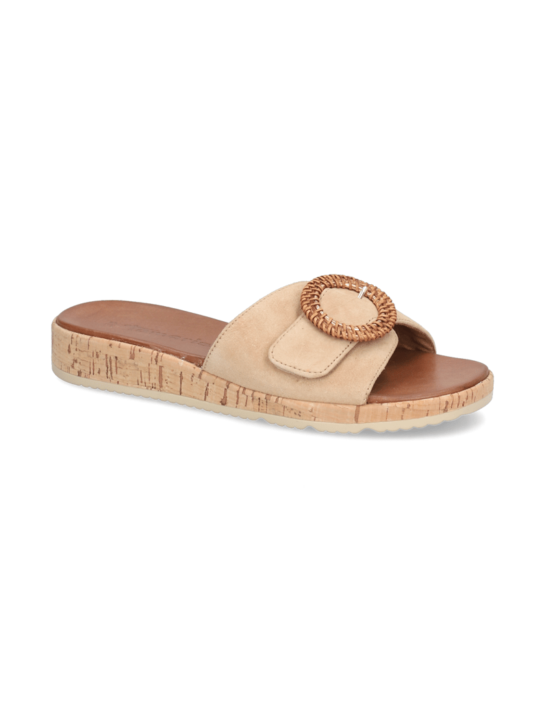TAMARIS-Veloursleder-Pantoffel-beige