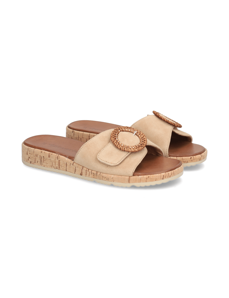 TAMARIS-Veloursleder-Pantoffel-beige