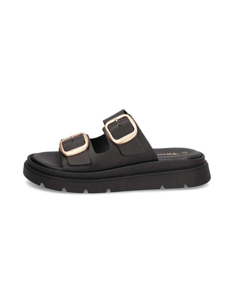 TAMARIS-Glattleder-Pantoffel-schwarz