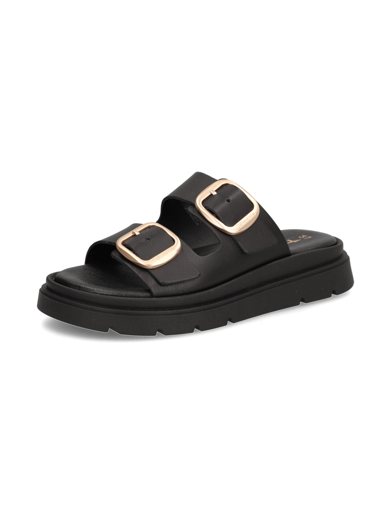 TAMARIS-Glattleder-Pantoffel-schwarz