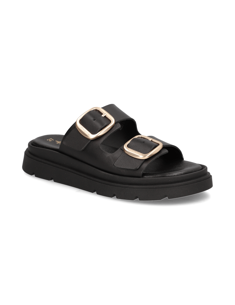 TAMARIS-Glattleder-Pantoffel-schwarz