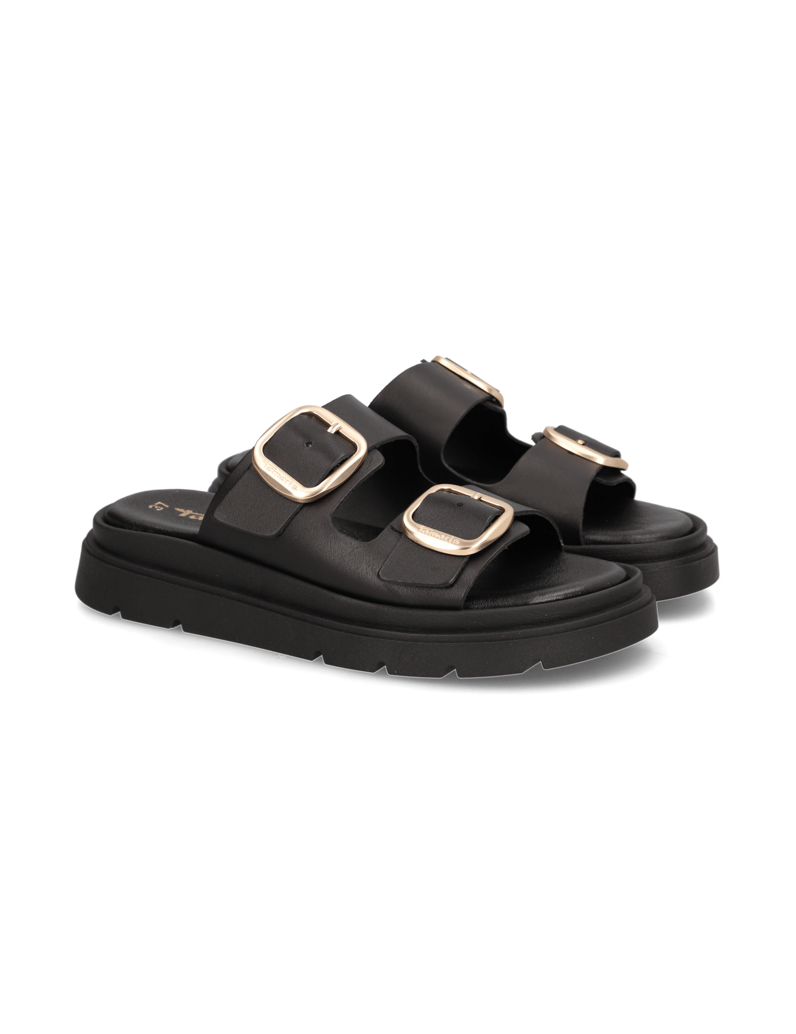 TAMARIS-Glattleder-Pantoffel-schwarz