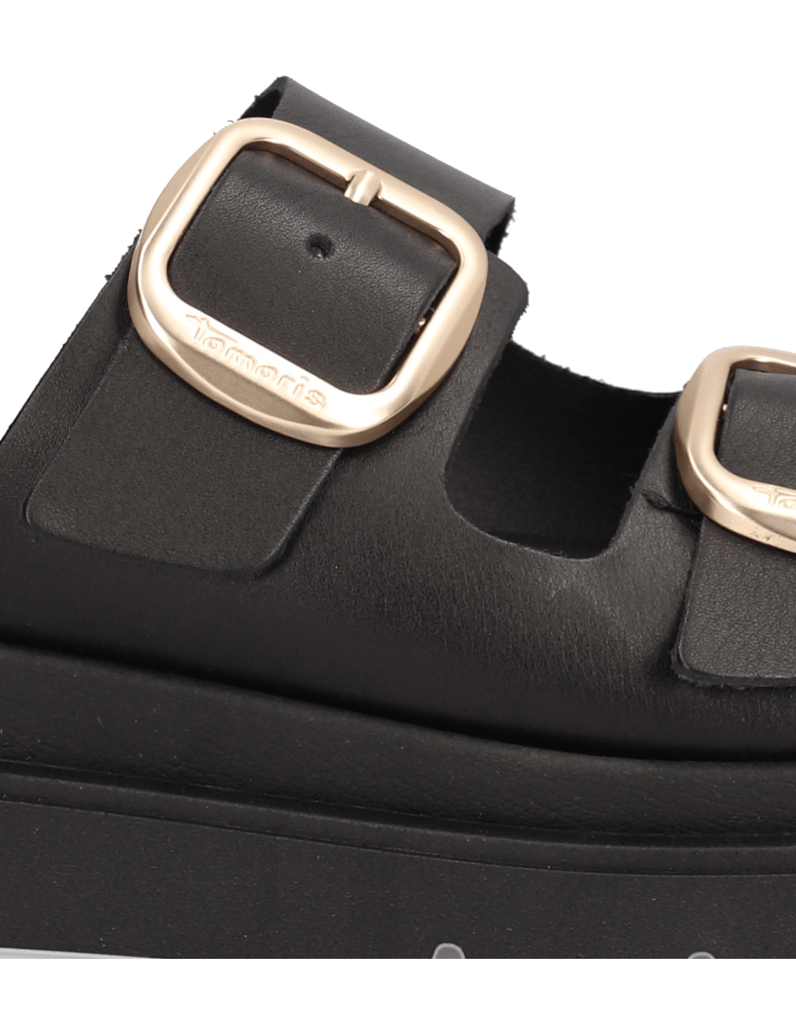 TAMARIS-Glattleder-Pantoffel-schwarz