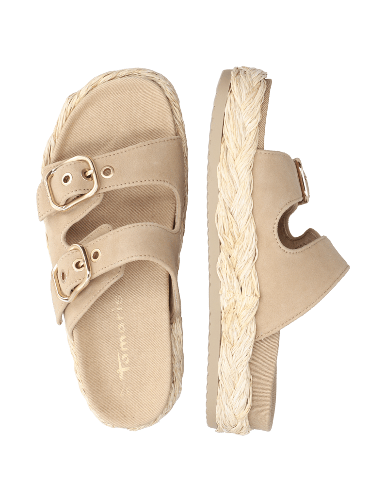 TAMARIS-Veloursleder-Pantoffel-beige