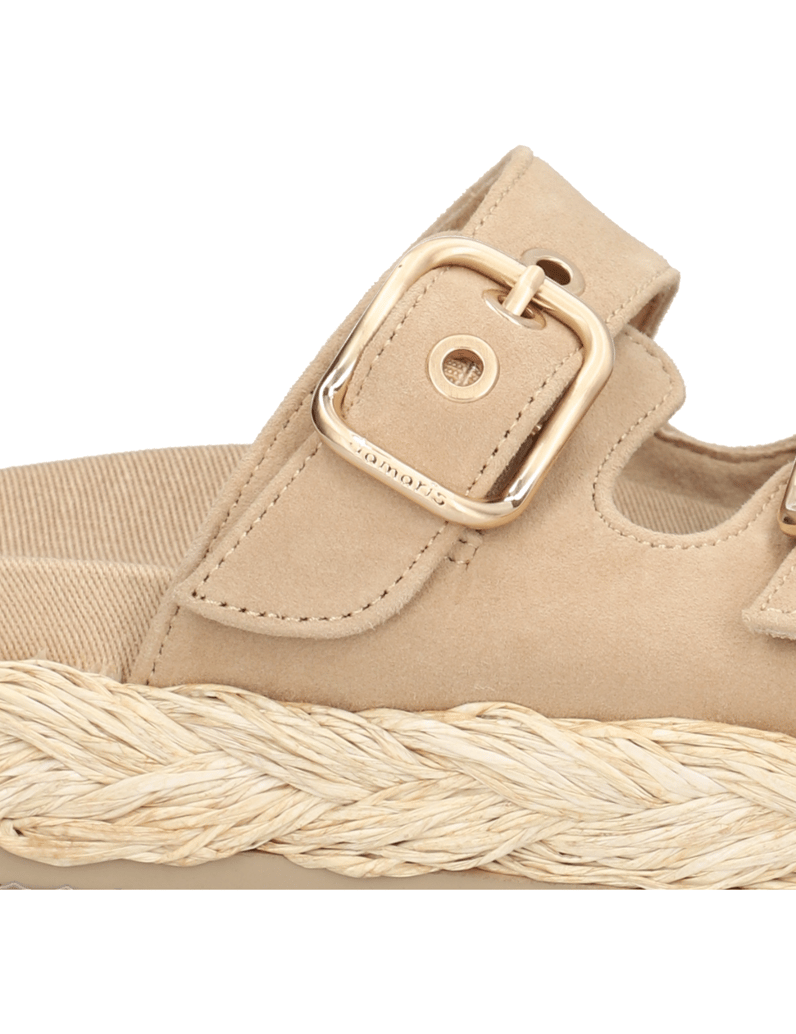 TAMARIS-Veloursleder-Pantoffel-beige