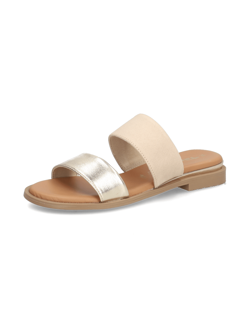 TAMARIS-Lederkombination-Pantoffel-beige