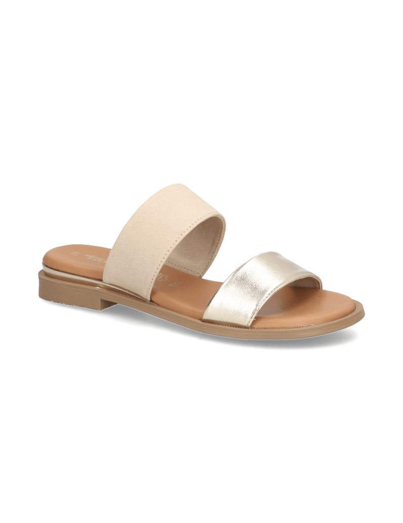TAMARIS-Lederkombination-Pantoffel-beige