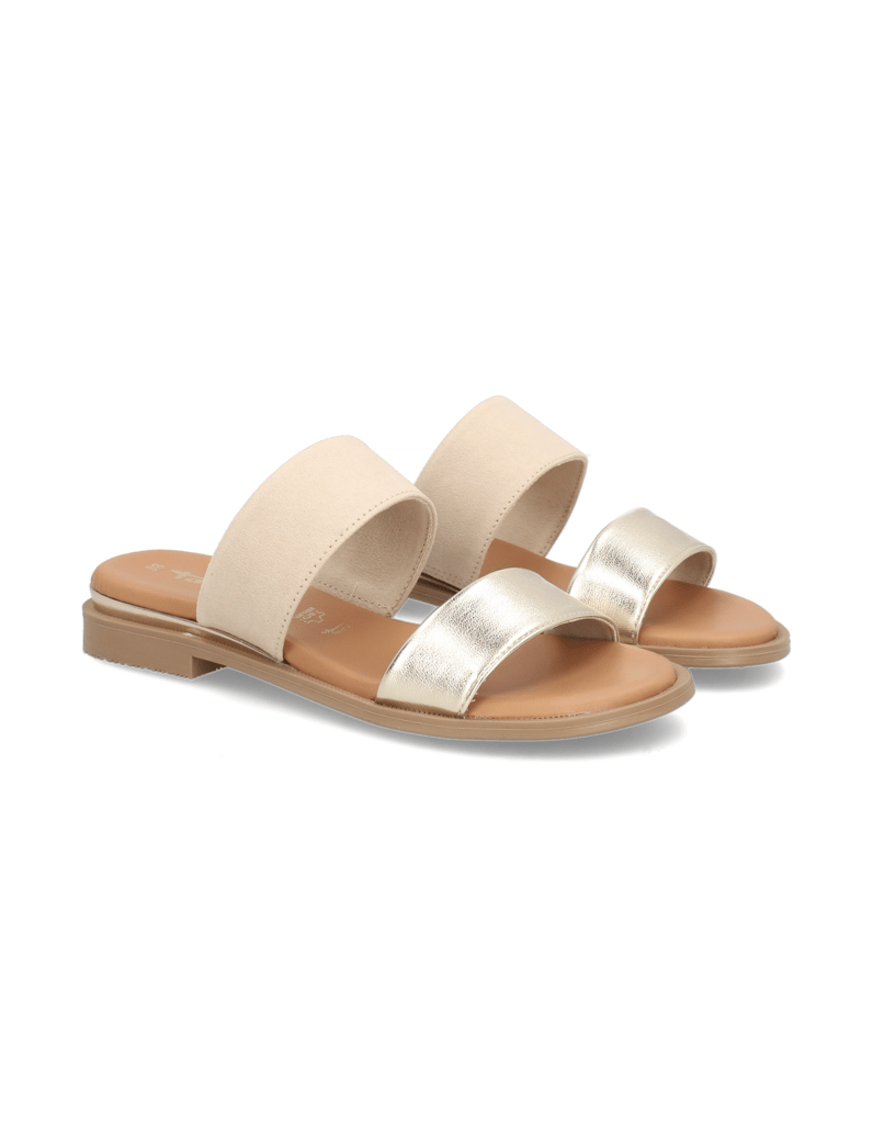 TAMARIS-Lederkombination-Pantoffel-beige