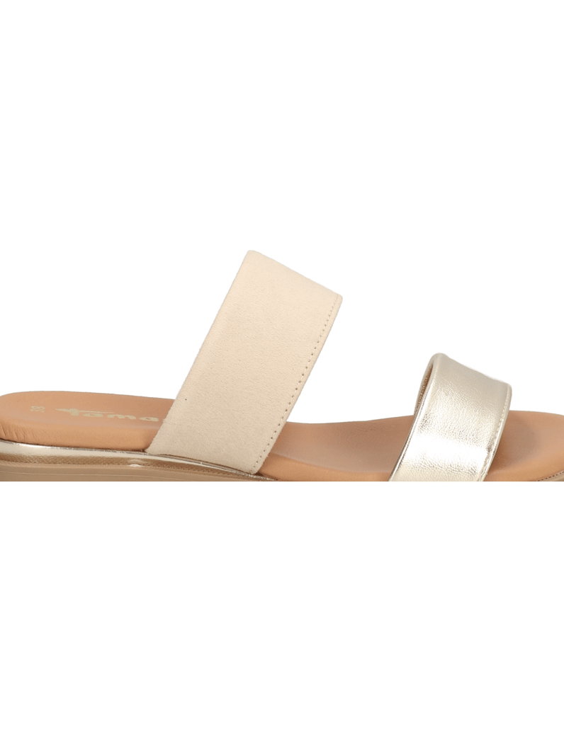 TAMARIS-Lederkombination-Pantoffel-beige