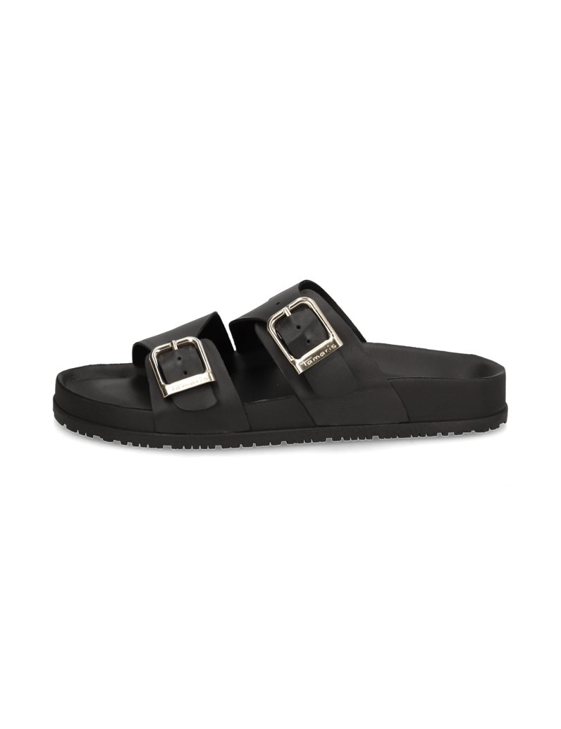 TAMARIS-Glattleder-Pantoffel-schwarz