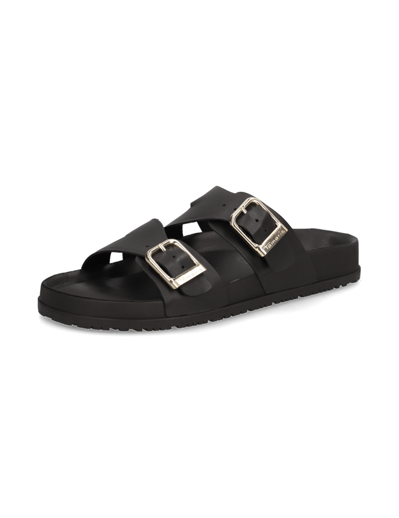 TAMARIS-Glattleder-Pantoffel-schwarz