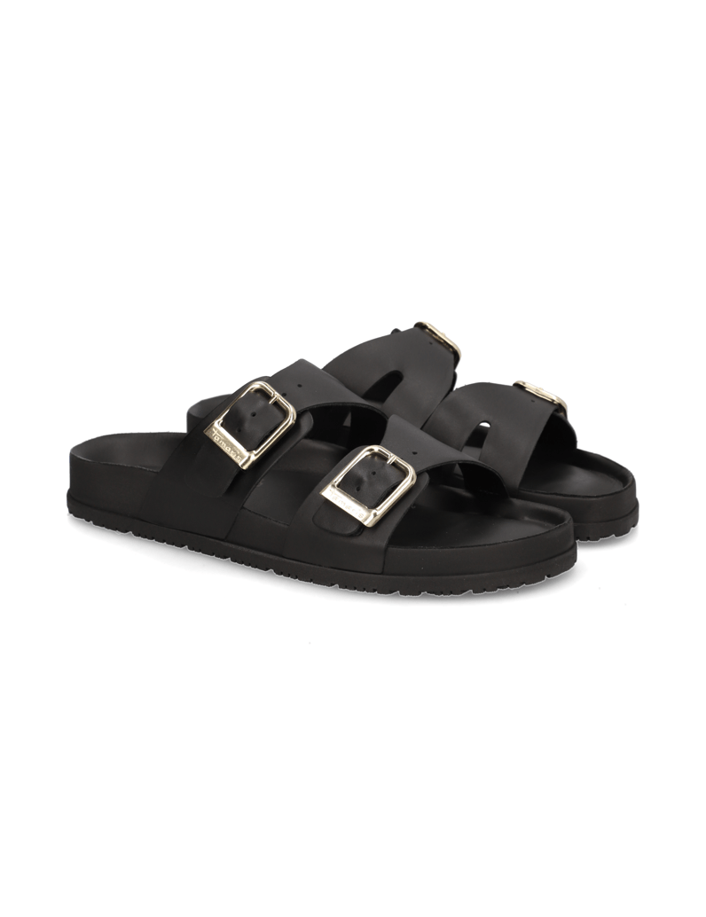 TAMARIS-Glattleder-Pantoffel-schwarz