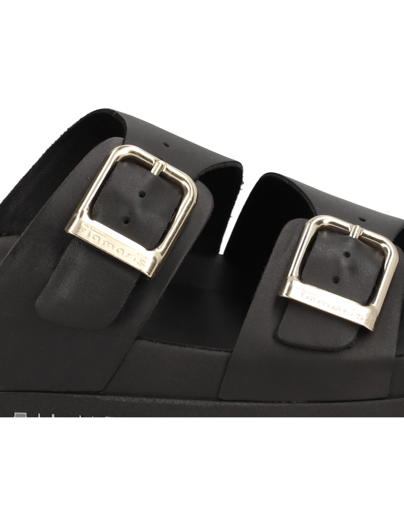 TAMARIS-Glattleder-Pantoffel-schwarz