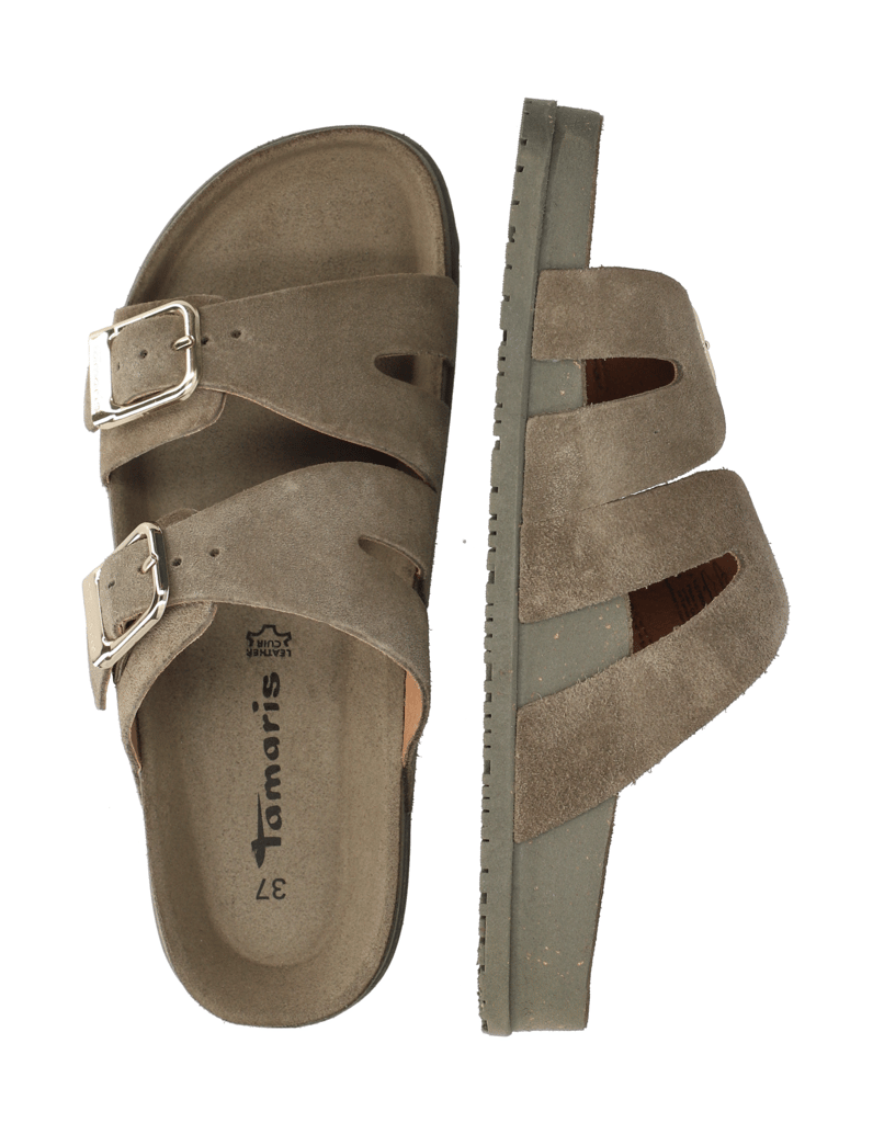 TAMARIS-Veloursleder-Pantoffel-schwarz