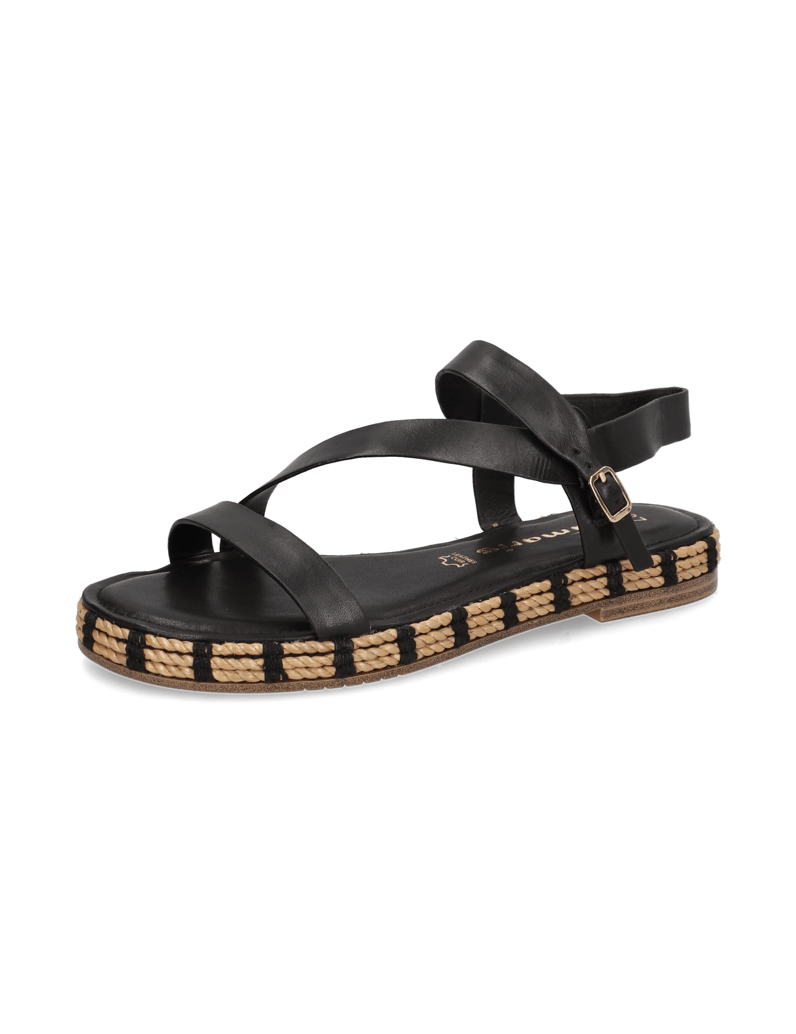 TAMARIS-Glattleder-Sandale-schwarz