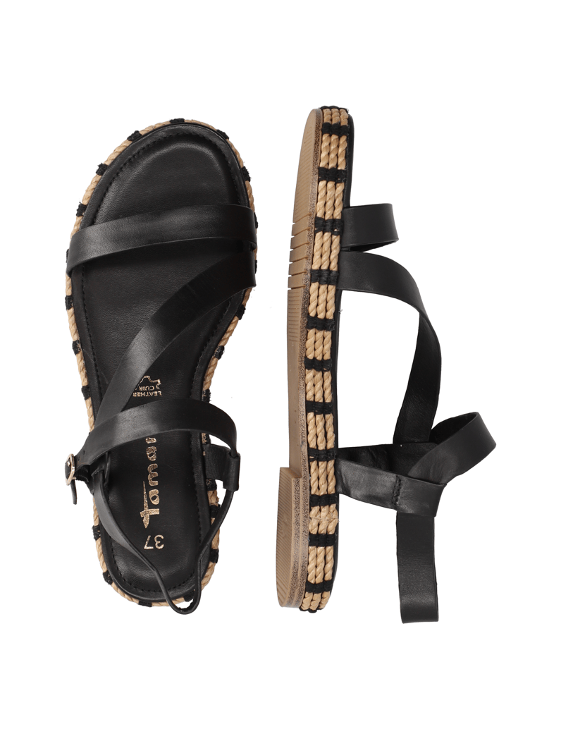 TAMARIS-Glattleder-Sandale-schwarz