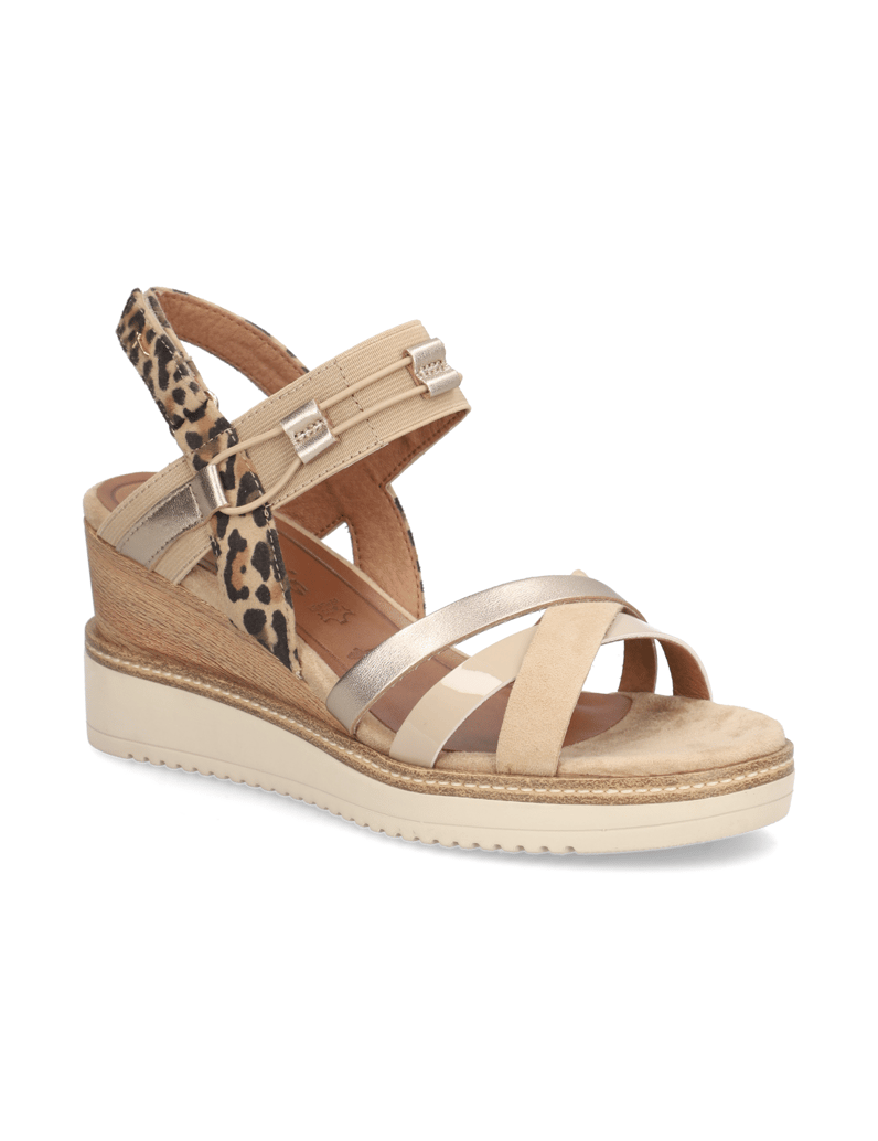 TAMARIS-Lederkombination-Keilsandale-beige