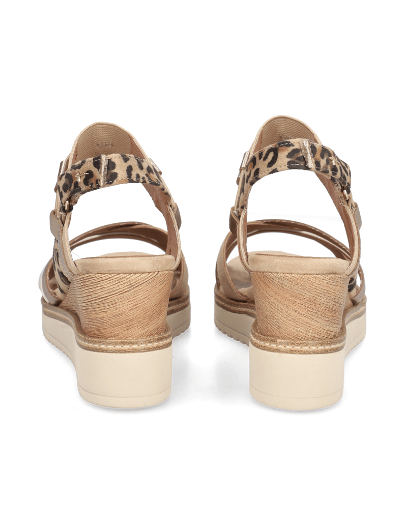 TAMARIS-Lederkombination-Keilsandale-beige
