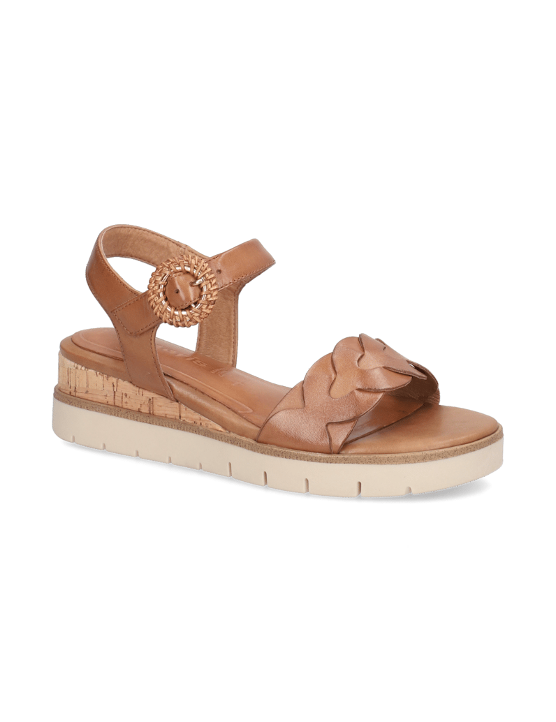 TAMARIS-Glattleder-Sandale-cognac